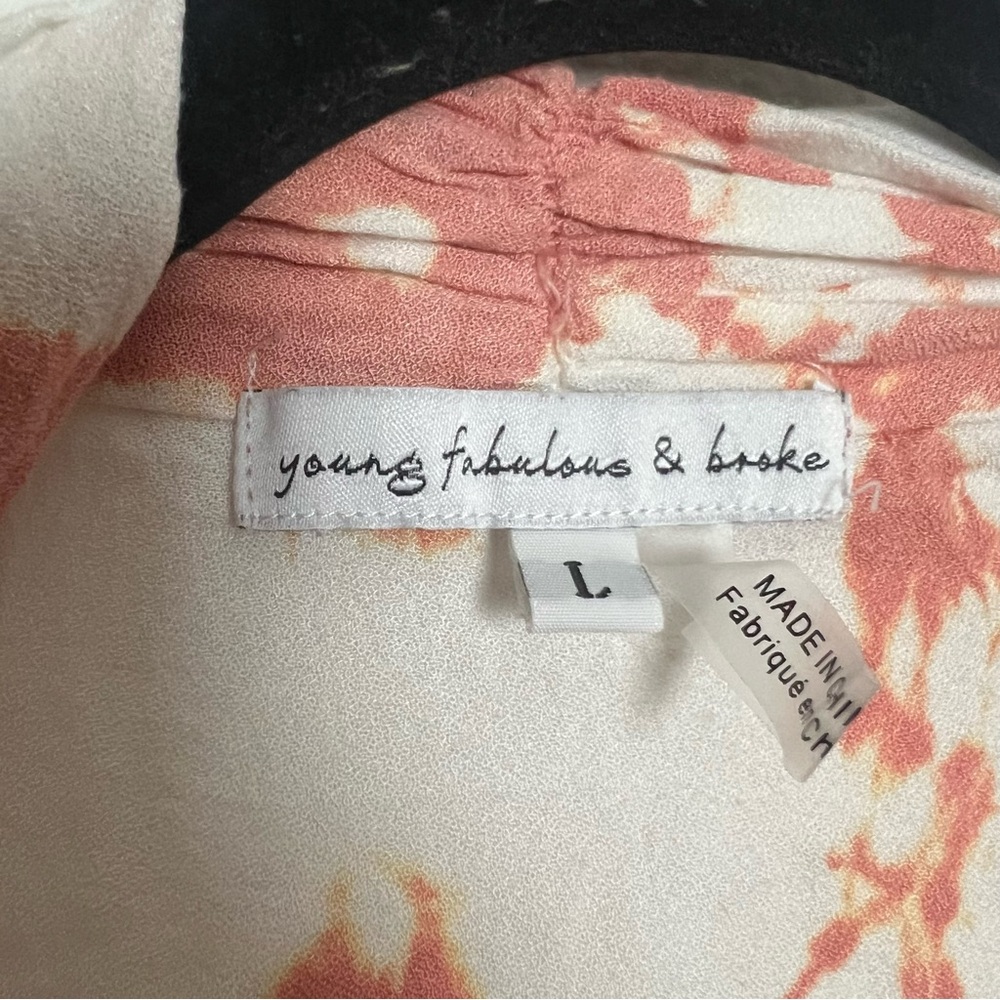 Young Fabulous & Broke Tie-Dye Kimono Top in Pink and Olive - Picture 4 of 9